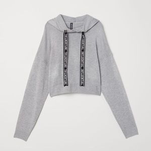 H&M crop soft hoodie gray black